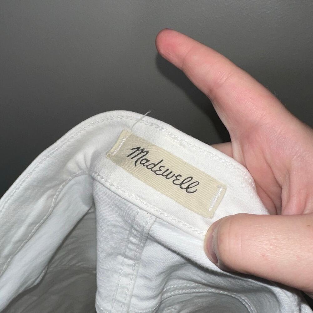 Madewell 10” High Rise Skinny Jeans White Plus 34 Button Fly Step Fray Hem - Picture 5 of 9